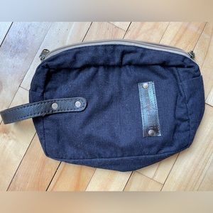 Vintage Addiction shaving/cosmetic black cotton & leather travel bag Made India